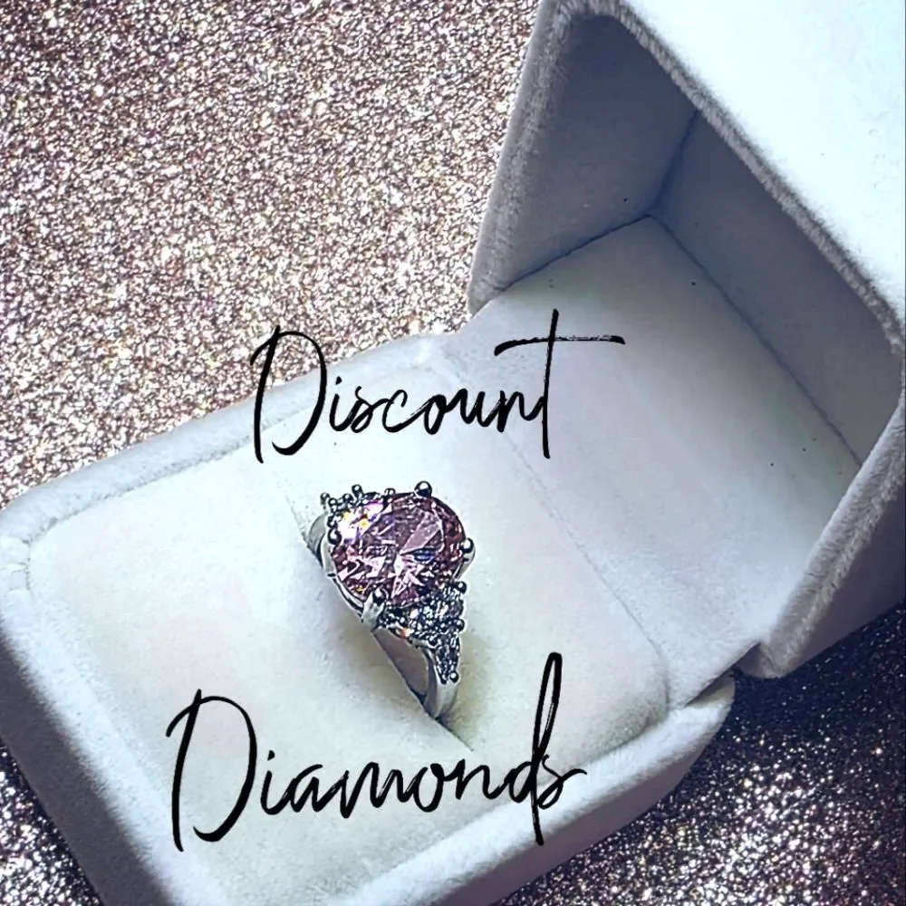 Pink Sapphire & White Baguette  Diamond Coctail Ring on 925 Silver